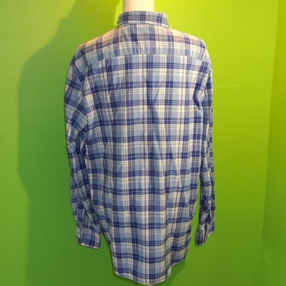 Men's Large Two Toned Blue Plaid Longsleeve Shirt. - Picture 4 of 7